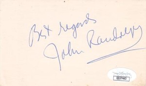 JOHN RANDOLPH d. 2004 Signed 3X5 Index Card Actor/Sound of Music JSA QQ27463