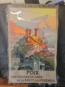 ORIGINAL E. PAUL CHAMPSEIX Route Des Pyrenees French Travel Poster 39X24 - Picture 1 of 15