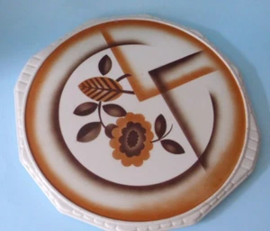 Grünstadt Tortenplatte Dekor 6477 Spritzdekor Blätter Art Deco Bauhaus 30er - Bild 1 von 4