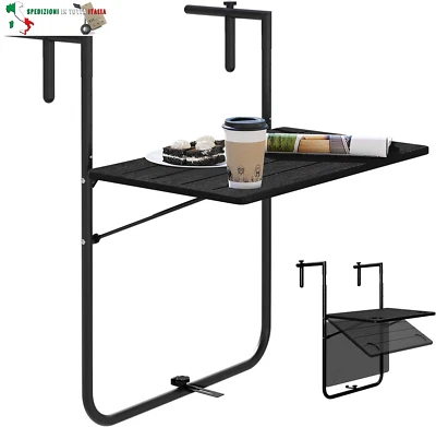 Tavolino Pieghevole da Balcone Appeso, Tavolino da Appendere Regolabile in 3 Alt - Immagine 1 di 4