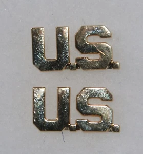 GENUINO EJÉRCITO DE EE. UU. CUELLO DE CARTAS DORADAS DE OFICIAL INSIGNIAS RECORTADAS INSIGNIA - Imagen 1 de 2