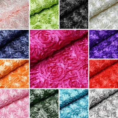 54" wide x 12 feet Raised Roses FABRIC BOLT Wedding Party Decorations WHOLESALE - Image 1 of 4