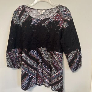 Vintage America Blues Asymmetrical Blouse. Medium. - Picture 1 of 6