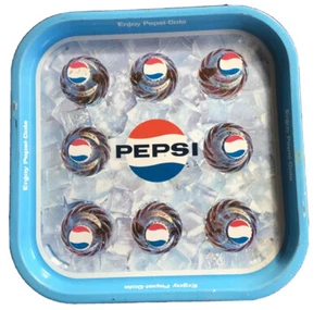 Old Vintage 1960s Pepsi Cola Pop Soda Advertising Tray Bar Serving Tray 13 1/4” - Picture 1 of 3