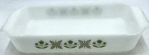 Cazuela rectangular vintage Fire King plato ancla corchetes prado verde 12"" EE. UU. - Imagen 1 de 7