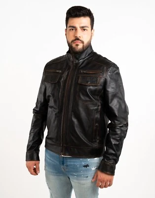 GIACCA GIUBBINO GIUBBOTTO IN DI PELLE UOMO ARTIGIANALE DA 48 A 58 Foto 1 de 4