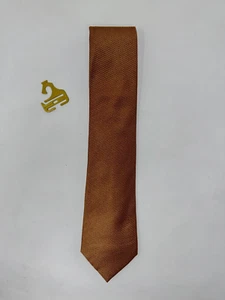 Men's Calvin Klein Brown Tan Silk Tie - Picture 1 of 3