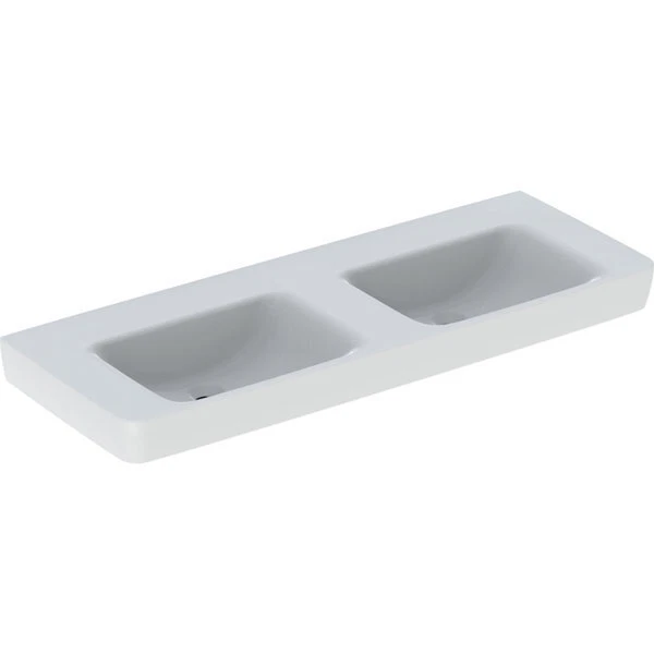 Geberit Renova Plan, Doppelwaschtisch, 130x48 cm, ohne Hahnloch, ohne Überlauf, - Bild 1 von 1