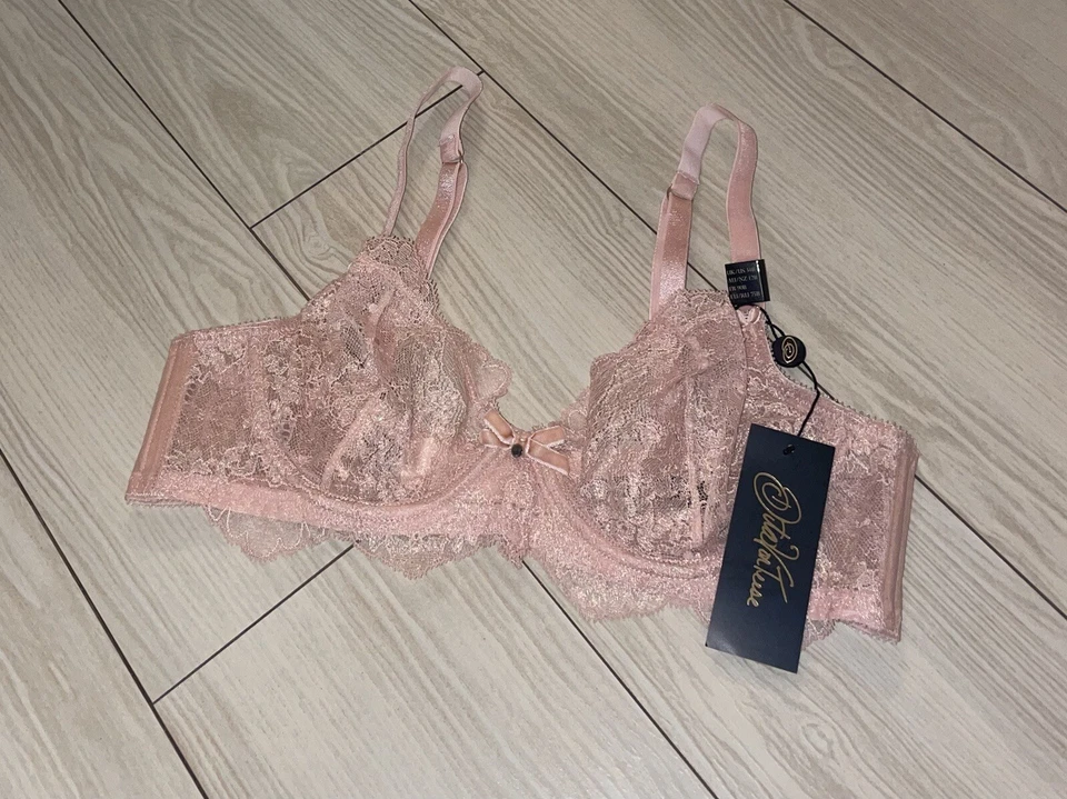 Dita Von Teese Metallic Lace Underwire Bra Vintage Peach Womens 34B 0488 New - Image 1 of 4