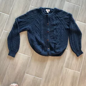 ORVIS Woman’s Silk Blend Navy Cardigan Sweater Size M - Picture 1 of 11