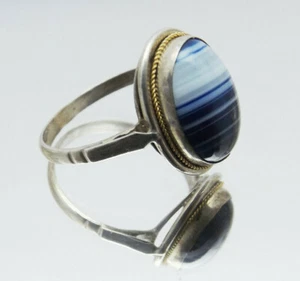 AG12 Anello Vintage in Argento 925 Ring Silver Malachite mis. 19 - Picture 1 of 8