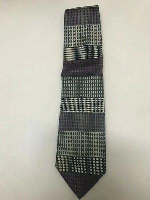 Corbata de seda Massimo Ferre ~ púrpura/gris/blanco múltiple ~ 58" X 3,75" Foto 1 de 2