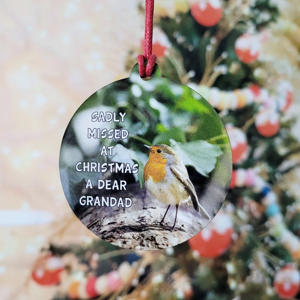 FANCY CRAFTS Robins Sadly Missed At Christmas Xmas Bauble Gift Bag Tree Cute Wood Vinyl-6