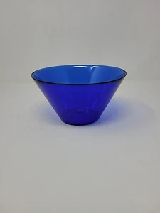 Rare Splash Proof Elegant Cobalt Glass Bowl Beautiful Tall Walls Cereal Salad - Picture 1 of 7