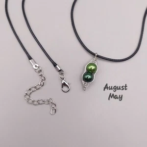 Personalised Pea Pod Choker Necklace – Custom Birthstone Gift for Friends - Picture 1 of 17