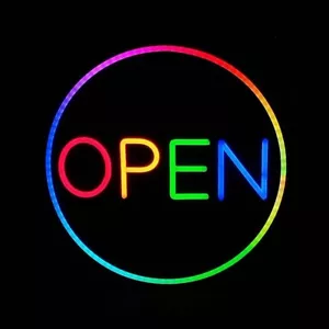 OPEN Neon Sign Round 55cm *55cm with Remote Smart RGB Dream Color LED 12V - Picture 1 of 5
