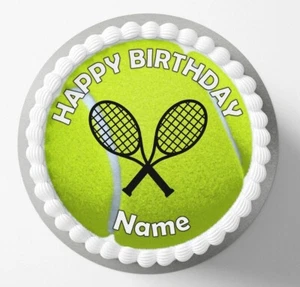 EDIBLE Tennis ball sports Cake Topper Birthday Party Wafer Paper / Icing 19cm - Picture 1 of 6