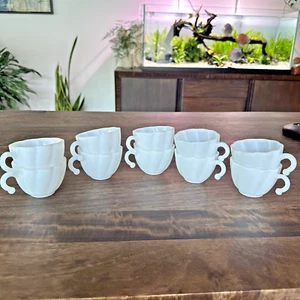 Vintage MCM Hazel-Atlas Alpine White Milk Glass Swirl Punch Bowl Replacement Cup - Picture 1 of 21