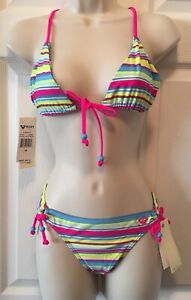 ROXY Big Girls 2 Piece Bikini Big Island Tiles CUTE !! Size 16 NWT $46