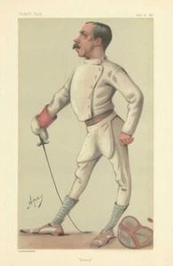 VANITY FAIR SPY CARTOON Lt-Col Henry Stracey 'Henry' Fencing. By Ape 1880 - Picture 1 of 2