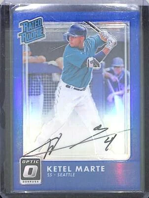 2016 Donruss Optic Blue Rated Rookie Autograph #RR-KT Ketel Marte No 52 of 75 - Image 1 of 2