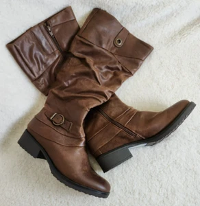 Pre-Owned Women's Faux Leather Baretraps Brown Calf Boots, Low Heel, Size 8.5 M - Picture 1 of 8