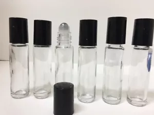 12 Pack --10ml StainLess Steel Metal Roller Ball Transparent Clear Glass Bottles - Picture 1 of 4