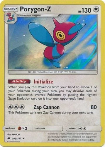 x1 Porygon-Z - 105/147 - Holo Rare Pokemon SM3 Burning Shadows M/NM - Image 1 of 1