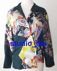 DRIES VAN NOTEN Green Floral Print Silk Wool Top 36 4 6 - Picture 1 of 3