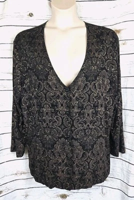 Chaqueta Top Vikki Vi Metálica Slinky 1X Botón Delantero Marrón Negra Para Mujer Foto 1 de 4