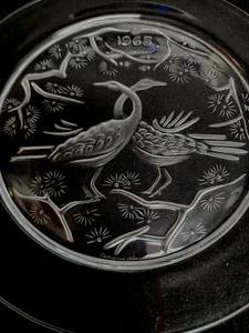 LALIQUE FRANCE signierter 1965 Teller Deux Oiseaux (zwei Vögel) mit Box + Papiere 81/2" - Bild 1 von 4