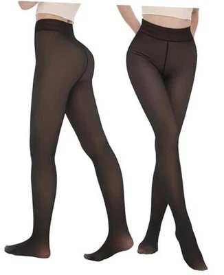  2 pares de medias térmicas forradas de lana para mujer - grandes-X-grandes A-negro transparente*2 Foto 1 de 4