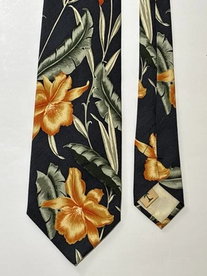 Tommy Bahama Hombres 58 x 4 Hecho a Mano Azul Multicolor Beige Seda Corbata Tropical Floral Foto 1 de 4