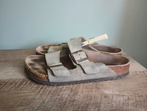 Birkenstock Arizona Suede Sandals 38 Women's US 7-7.5 Tan Buckle Fall Classic - Picture 1 of 18