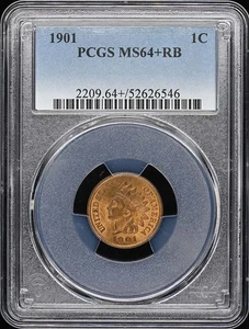1901 1C Indian Cent - Type 3 Bronze PCGS MS64+RB - Picture 1 of 4