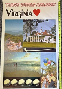 Póster TWA Trans World Airlines Virginia EE. UU. Fotografías de colección VA Viaje retro - Imagen 1 de 10