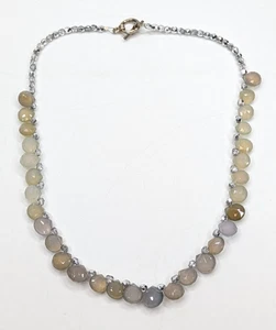 Multicolor Gray Moonstone Faceted Teardrop Stone Silver Tone Toggle Necklace 19" - Picture 1 of 5