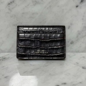 SMYTHSON Mara Folded Card Case with Snap Closure in Dark-Brown - Picture 1 of 9