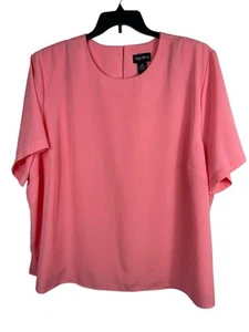 Top da ufficio elegante vintage Maggie Barnes rosa leggero manica corta 3x anni 90 - Foto 1 di 12