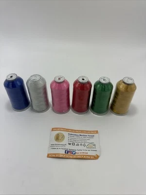 Polyester Embroidery Machine Thread Huge 5000M Value 6 Pack Mixed Colors NEW - Image 1 of 4