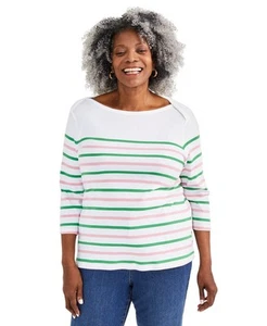 Style & Co Women's Plus Size Pima Cotton Top (Nautical Bright White, 0X) - Picture 1 of 2