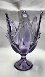 Vintage Wikinger Glas Epic Six Petal Taschentuch Vase Flieder Teaberry - Bild 1 von 5