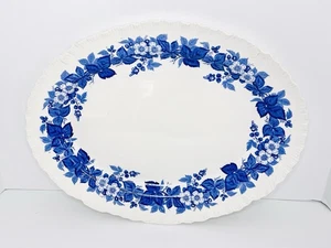 Seltene Rarität Wedgwood Brombeer blau Muschelrand oval Servierplatte schwer 16 Erbstücke - Bild 1 von 11