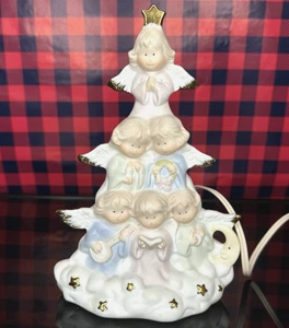 Lighted Angel White Ceramic Tree Pastels w/ Gold Accents. - Picture 1 of 10
