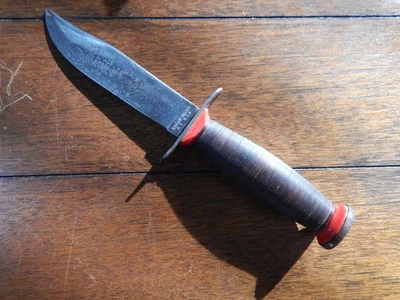 Cuchillo de caza de hoja fija SCHRADE-WALDEN de colección mango de cuero, NY, ¡¡BONITO!!! Foto 1 de 4