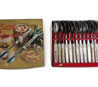 Juego de 12 cucharas pequeñas de acero inoxidable vintage de Japón en caja original Foto 1 de 4