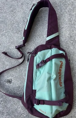 Patagonia Atom Sling Crossbody Backpack Bag 8L Burgundy/Light Green, RN# 51884 - Image 1 of 4