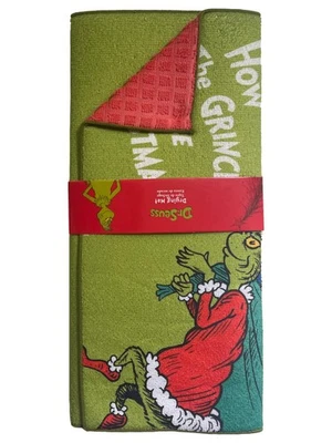 Sleigh Bell Bistro Dr Seuss The Grinch Christmas Dish Drying Mat, Kitchen Mat
