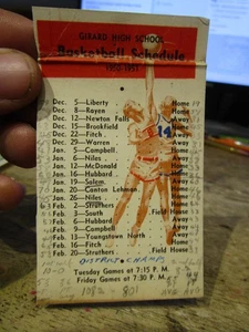 1950 Girard Ohio High School Basketball Schedule Card Warren McDonald Hubbard - Picture 1 of 2