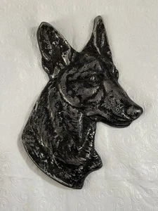 German Shepherd WALL PLAQUE Dog Head Profile Cast Aluminum 8" - Picture 1 of 6